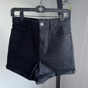 american eagle black denim shorts
